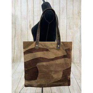 Vaan & Co Upcycled Patchwork Leather Suede Handbag Tote Brown XL Boho Earthy‎